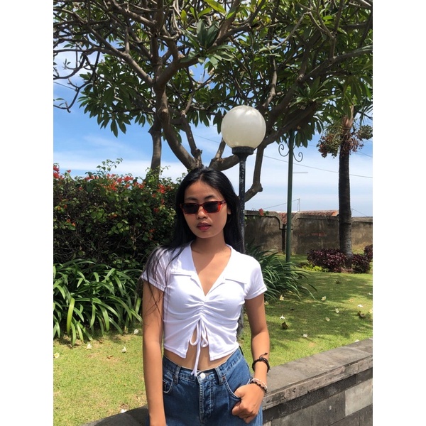 CROP TOP KERAH SERUT TENGAH / MOZZA CROP TOP