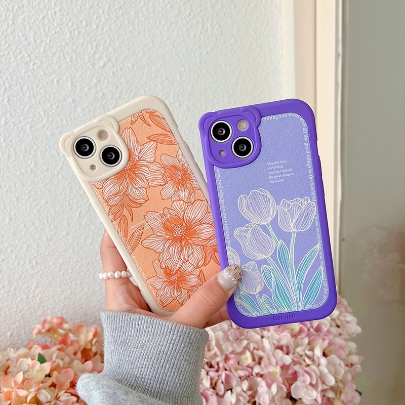 Case Pelindung Lensa Tahan Banting Desain Tulip Untuk Iphone 7 8 Plus Xr X Xs Xsmax 11 12 13 Pro Max