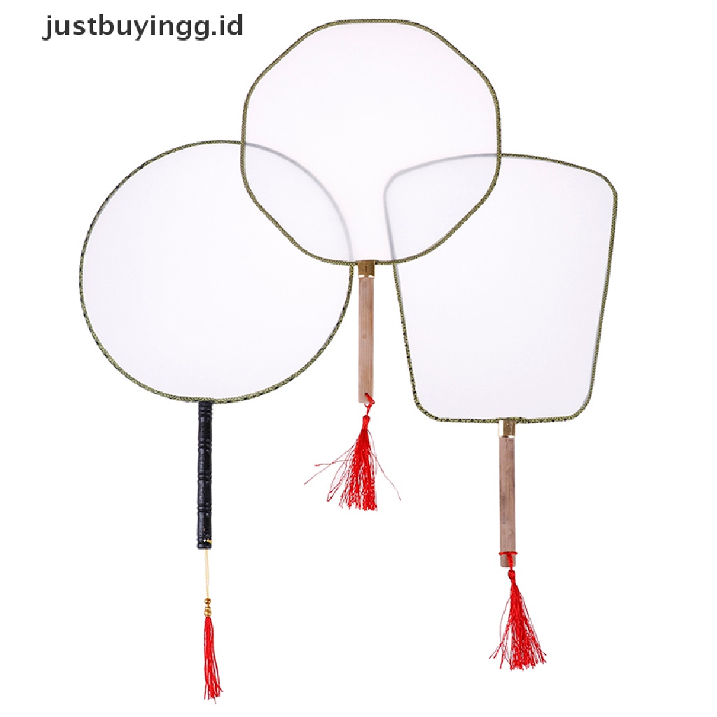 (Justbuyingg.Id) Kipas Tangan Gong Kosong Diy Warna Putih Untuk Anak-Anak