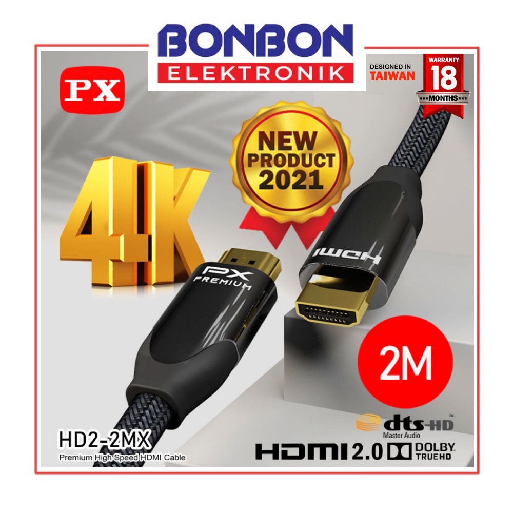 PX Kabel HDMI Ultra HD 4K High Speed HDR Nylon Braided 2M HD2-2MX