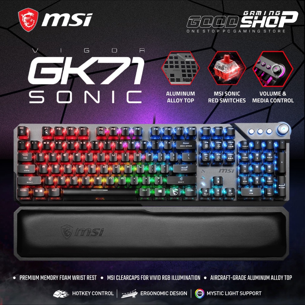 MSI VIGOR GK71 SONIC Keyboard [1.8m Type-A, braided] - Gaming Keyboard