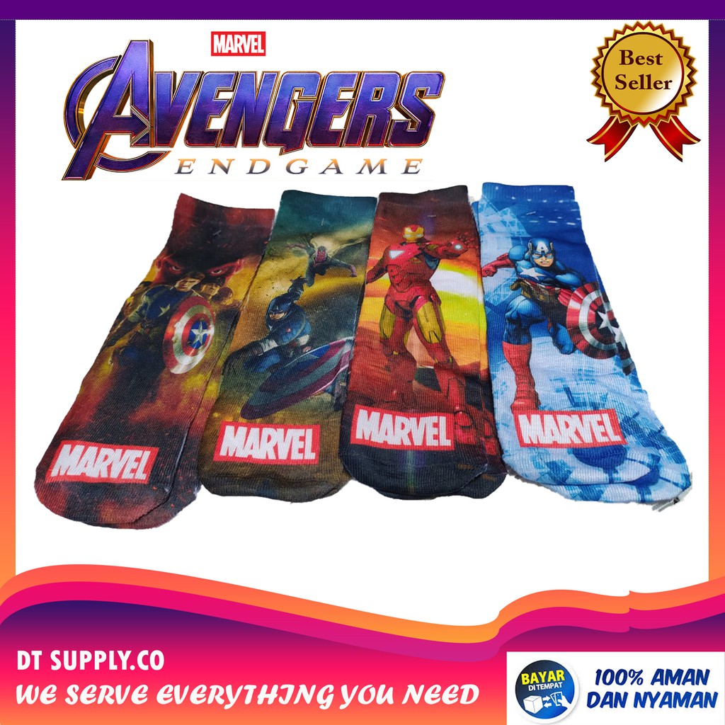 KAOS KAKI ANAK MARVEL IRONMAN CAPTAIN AMERICA FULL PRINT