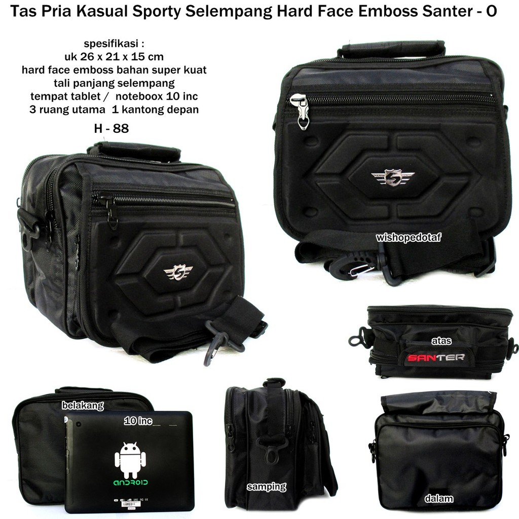 Tas pria murah selempang kasual sport santer canvas notebook 10 inch - o