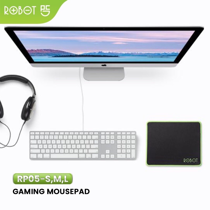 ROBOT - Mousepad Anti Slip RP05 Gaming Polos Hitam Murah ( S / M / L ) Rubber Original