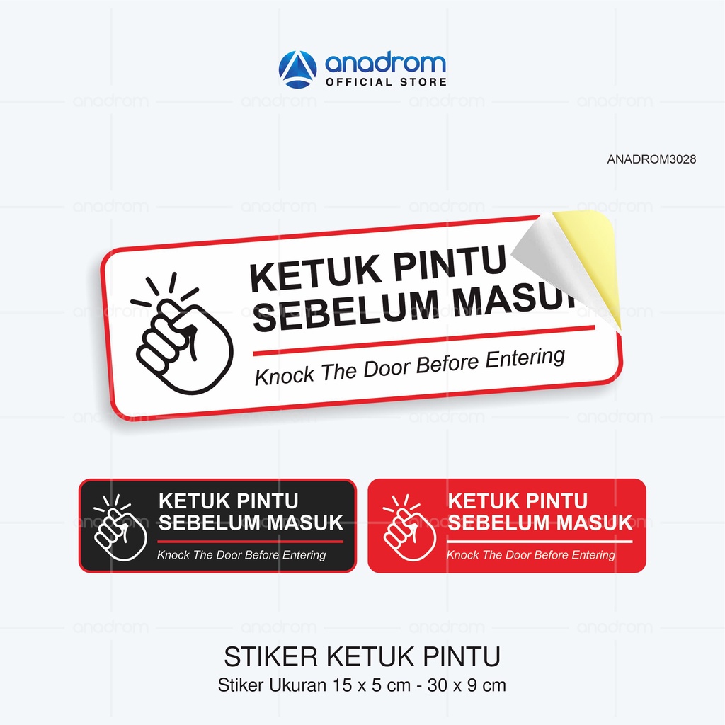 

Stiker Ketuk Pintu Sebelum Masuk | Please Knock Sign | Stiker 15x5 cm | Anadrom 3028