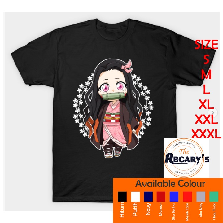 Kaos T Shirt Pria Nezuko Kamado Demon Slayer Baju Atasan Cowok Remaja