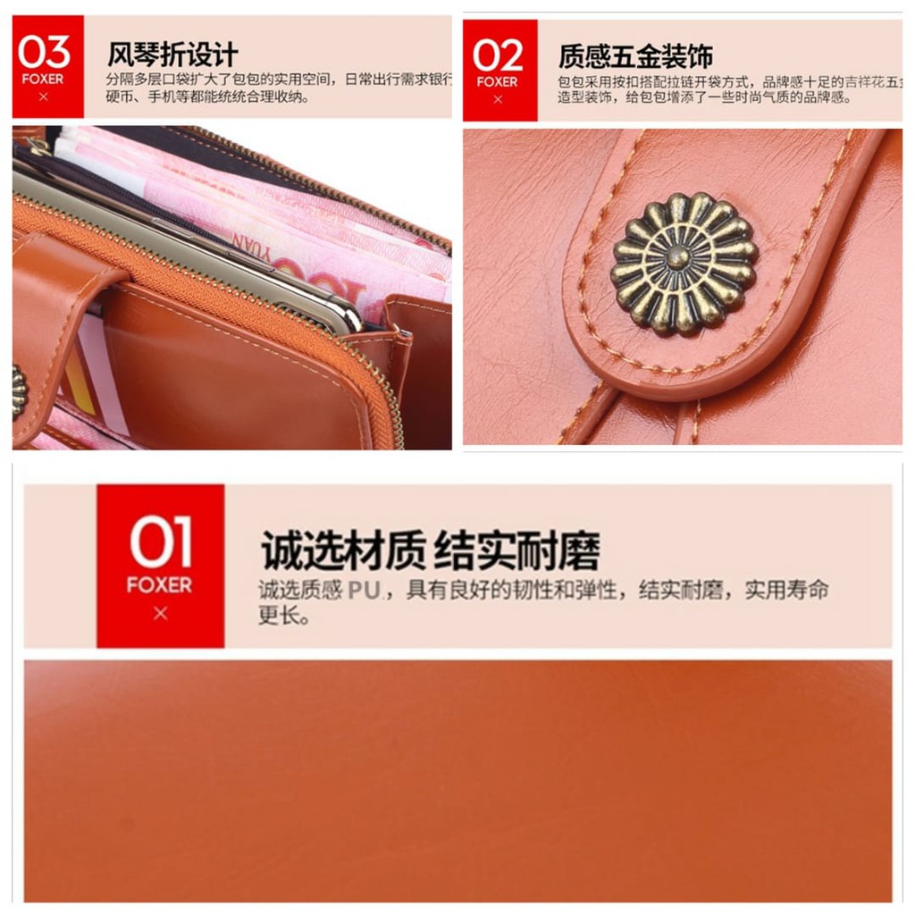 DOMPET PANJANG WANITA KULIT IMPORT MURAH COKLAT RHONDA WA042B7 PREMIUM PESTA KOREA FASHION BRANDED