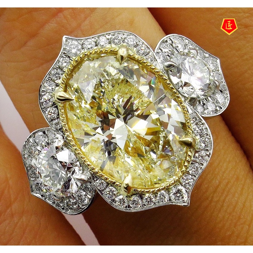 [Ready Stock]Yellow Diamond Ring Luxury Fashion