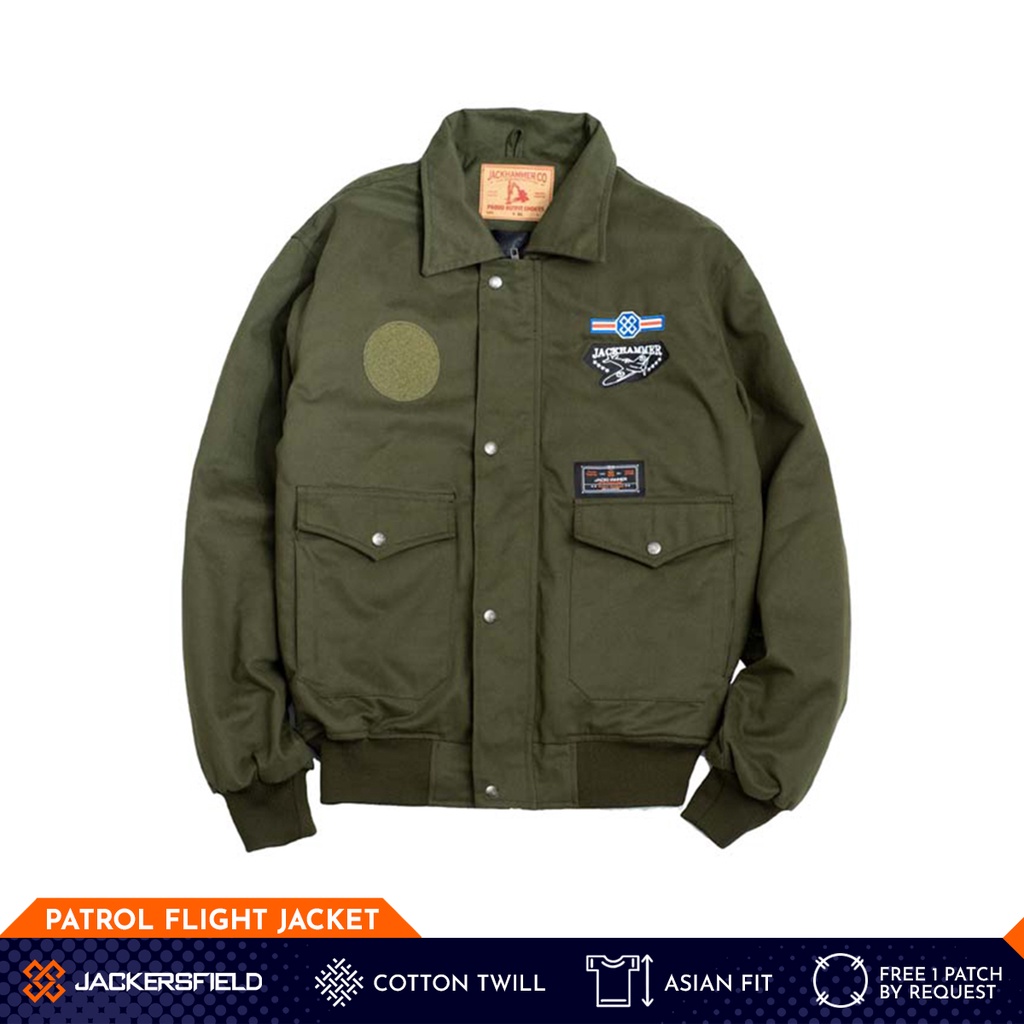 Jackersfield Patrol Flight Jacket Juniper Jaket Bomber Pria Twill