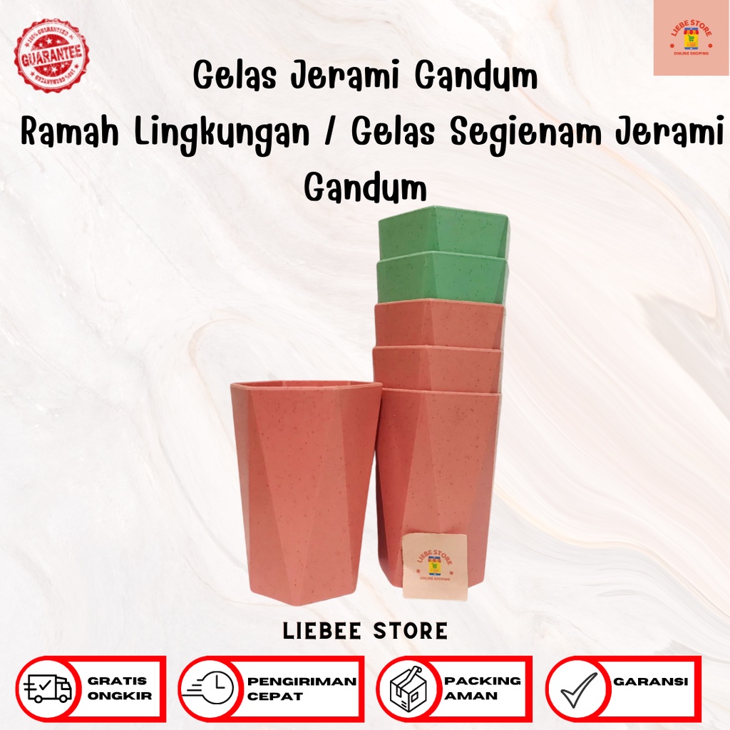 Gelas Jerami Gandum Ramah Lingkungan / Gelas Segienam Jerami Gandum