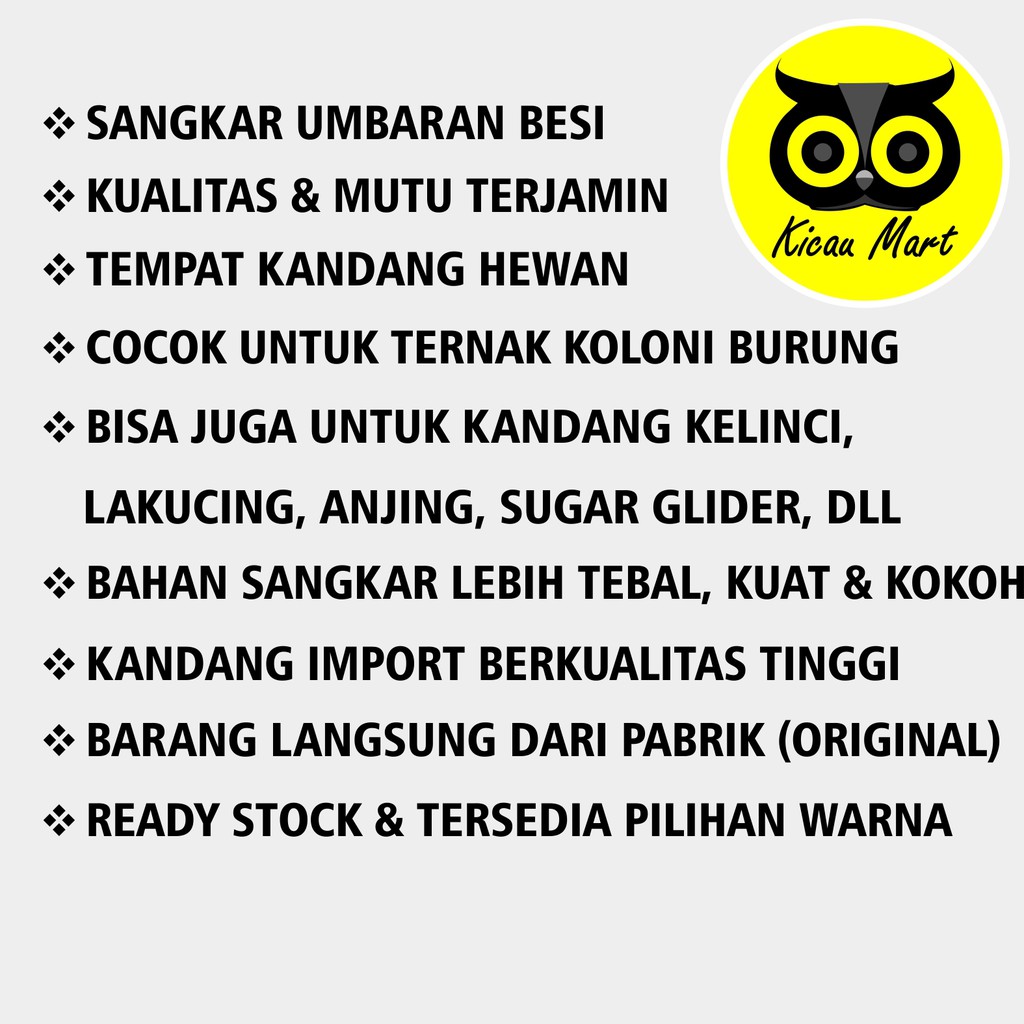 KANDANG SUGAR GLIDER SANGKAR SUGAR GLIDER BESI IMPORT SIZE JUMBO BESAR LARGE PET CARGO UMBARAN