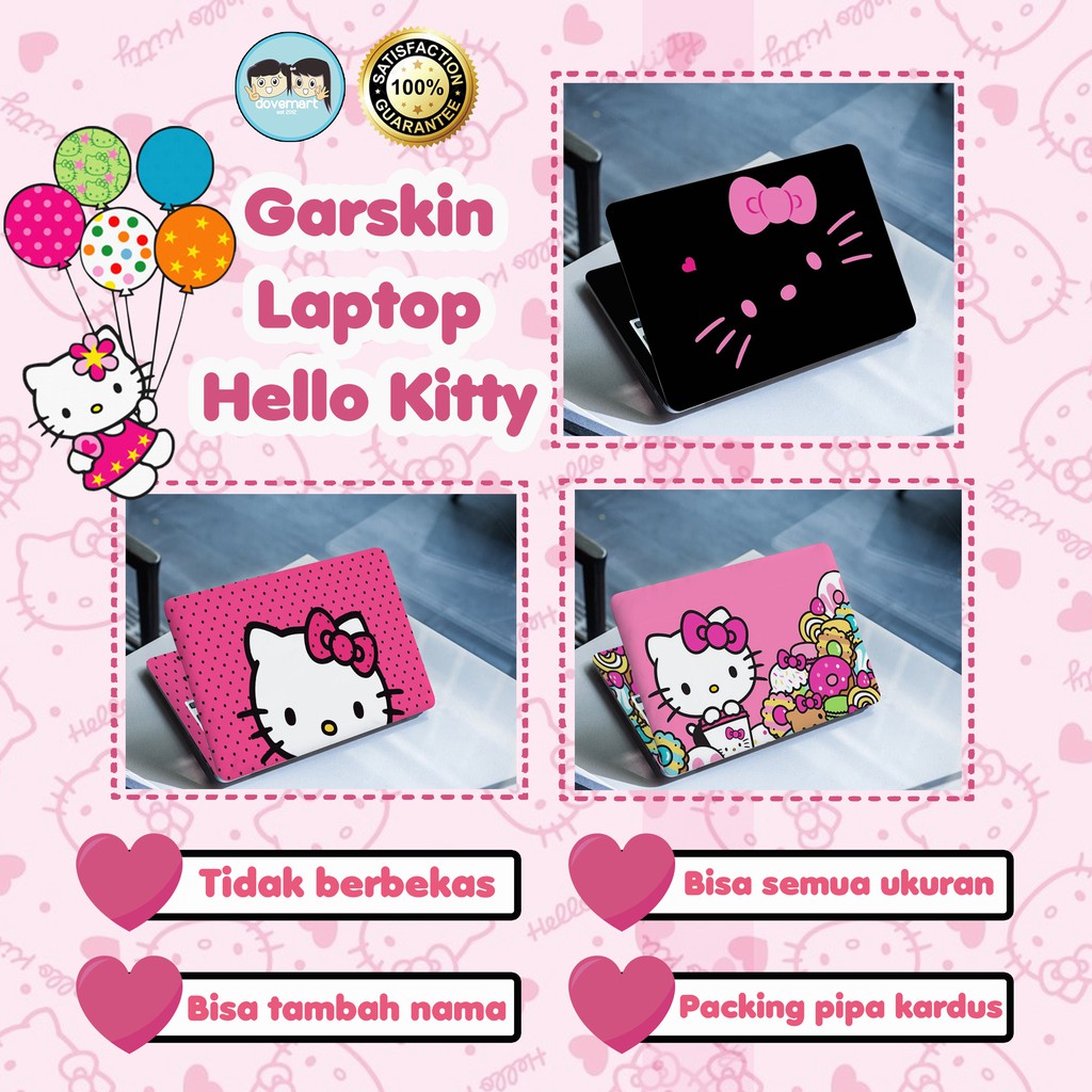 Garskin Laptop Stiker Anti Gores Full Body Hello Kitty Custom 10 12 13 14 15 inch Universal Untuk Se