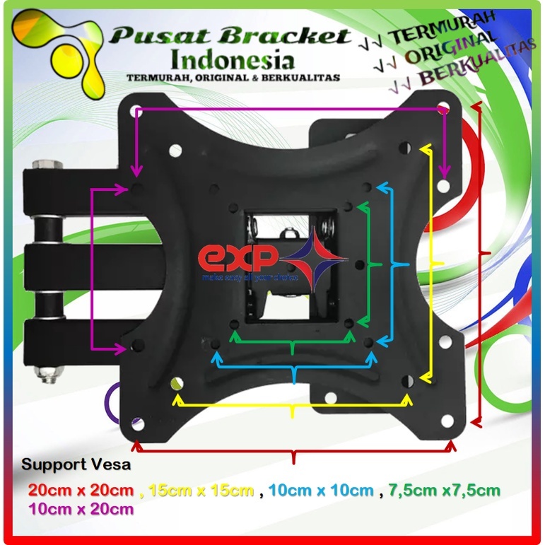 Bracket TV CHANGHONG 14 s/d 43 inch 6 ARAH FULL BESI SUPER KOKOH GARANSI 100% ORI