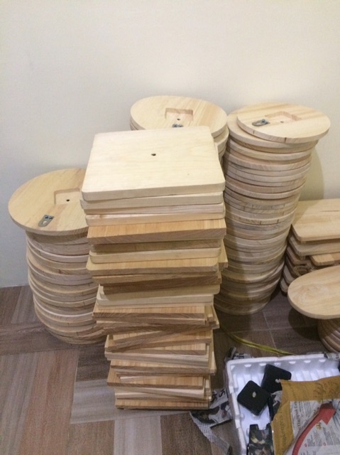 Jam dinding 20cm kayu kotak bulat hiasan dinding jam