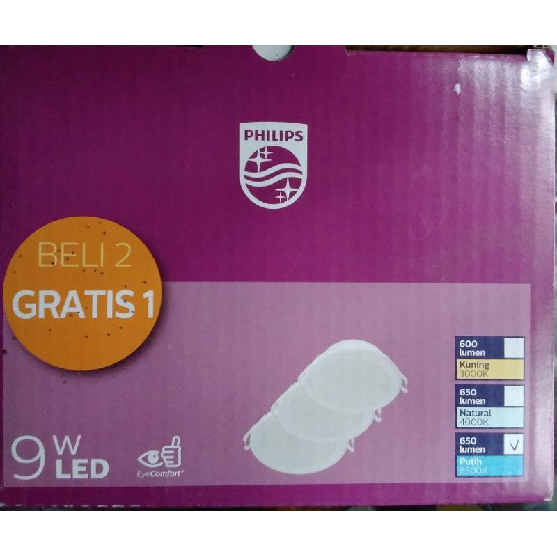 Downlight LED Philips Meson 9 Watt Beli 2 Gratis 1 variasi warna putih dan kuning