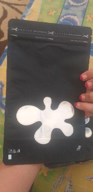 Kemasan Stabding Pouch Windows Hitam 14x23 Cm Kemasan Kopi Kemasan Keripik Plastik Berdiri