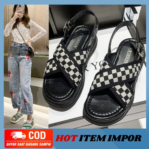 Free Kotak Sepatu Sandal Wedges Wanita Import Premium Quality MB63-SW02