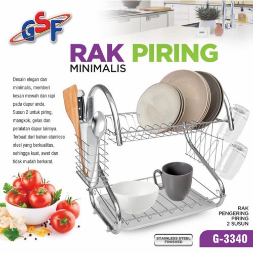 Gsf Rak Piring Minimalis Modern 2 Tingkat Stainless Steel G3340 - Silver