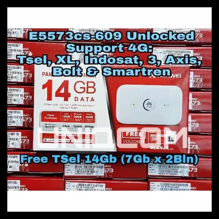 Mifi Router Modem Wifi 4G Huawei E5573 Telkomsel Unlocked Free 14Gb Terlengkap