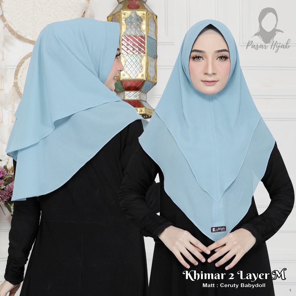 Khimar 2 Layer Size M Ceruty Babydoll Original By Nayla Hijab Kerudung Ceruty Jumbo Pasar Hija'b