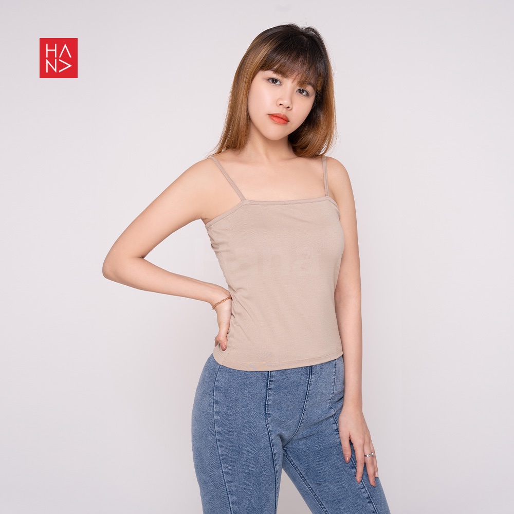 HanaFashion JKT - Miranda Basic Tank Top Simple Polos Wanita - TT029-Khaki