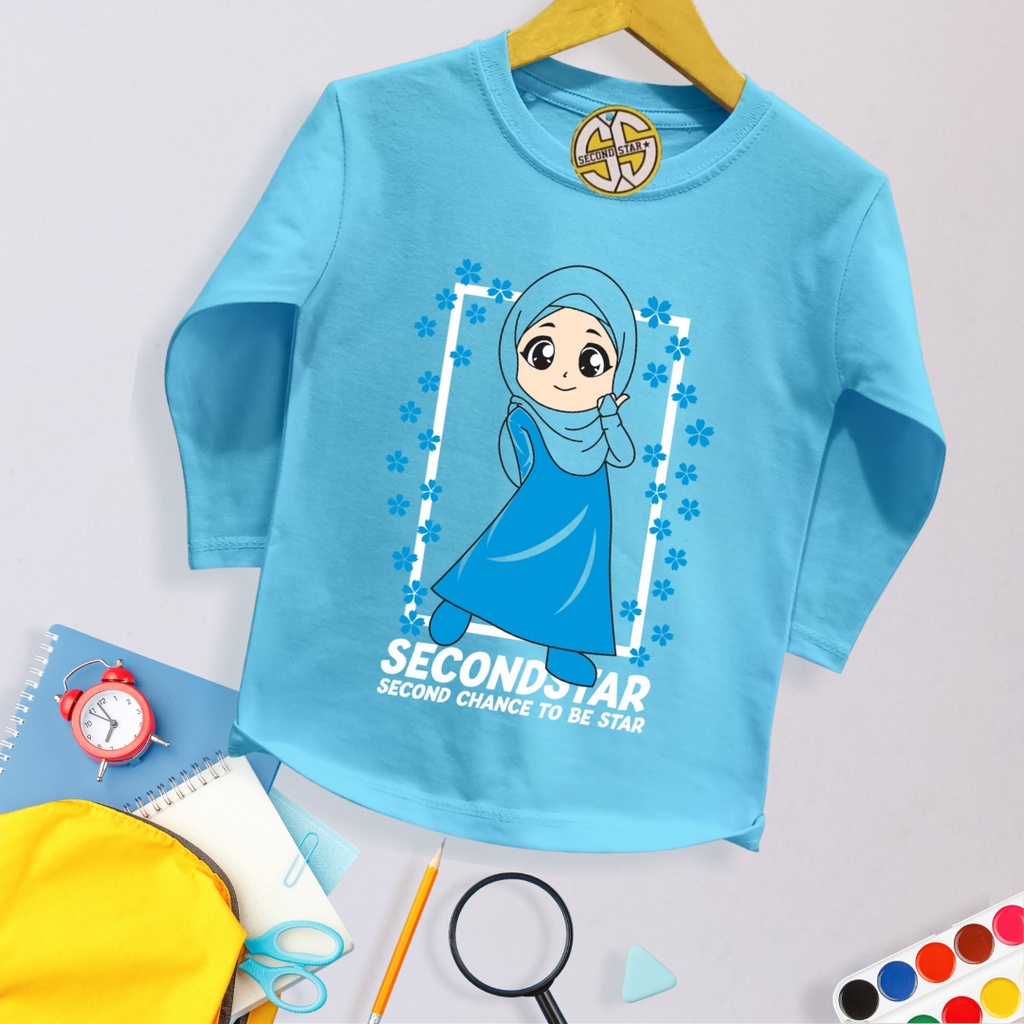 (S-M) Secondstar Kaos Tangan Panjang Anak Laki laki Perempuan Umur 1-4 Tahun Bahan Cotton -AMR153