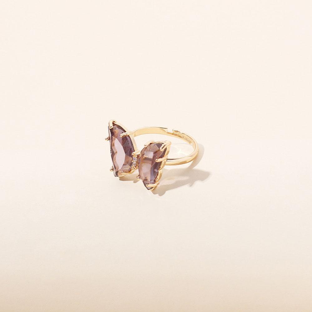 NICKOLAS1 Cincin Jari Kupu-Kupu Mode Elegan Gaya Sederhana Perhiasan Akrilik Warna Permen Transparan