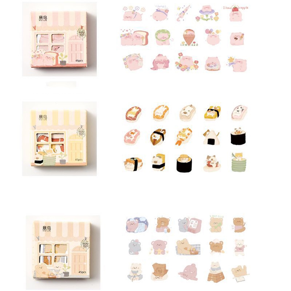 ELEGANT 45pcs/set Journal Sticker DIY Korean Stationery Diary Stickers Animals Stickers for Students Office Cute School Supplies Scrapbooking