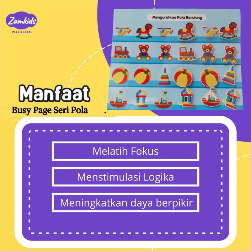 MAINAN EDUKASI BUSY PAGE MAGNET BELAJAR POLA PATTERN ANAK BALITA