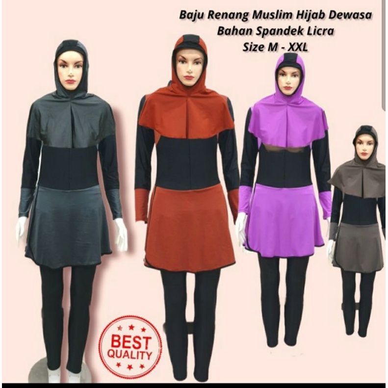 Baju Renang Muslim Dewasa Hijab/Baju Renang Muslim Dewasa Bahan Lycra Spandek/Baju Renang Muslim Dewasa Pisah/Baju Renang Muslim Hijab Dewasa