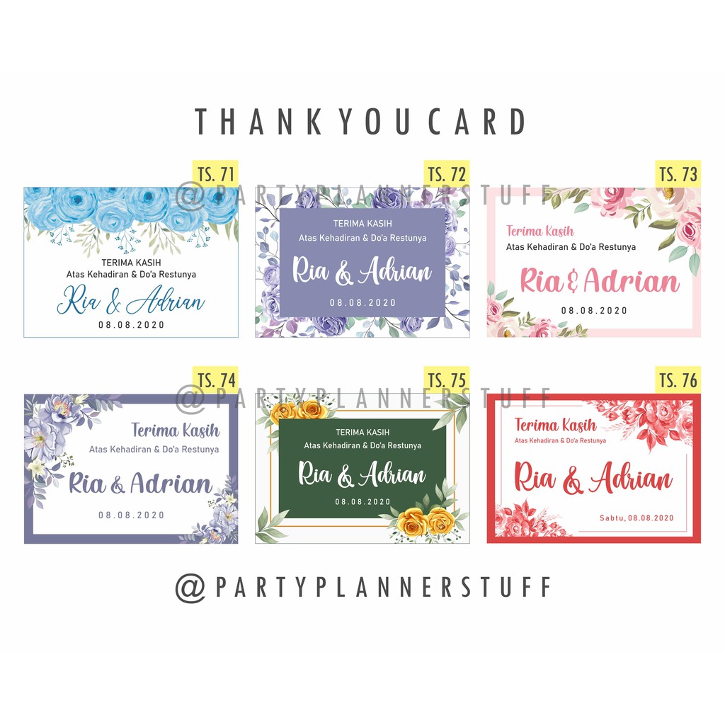 Kartu souvenir kartu ucapan terima kasih thank you card wedding tag souvenir hang tag sovenir ultah