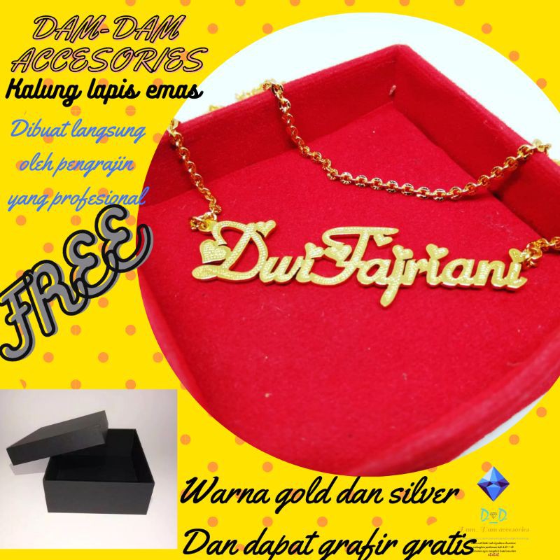 TERLARIS MURAH LEBAY... KALUNG NAMA GOLD TITANIUM FASHION WANITA  INISIAL LAPIS EMAS ASLI anti karat