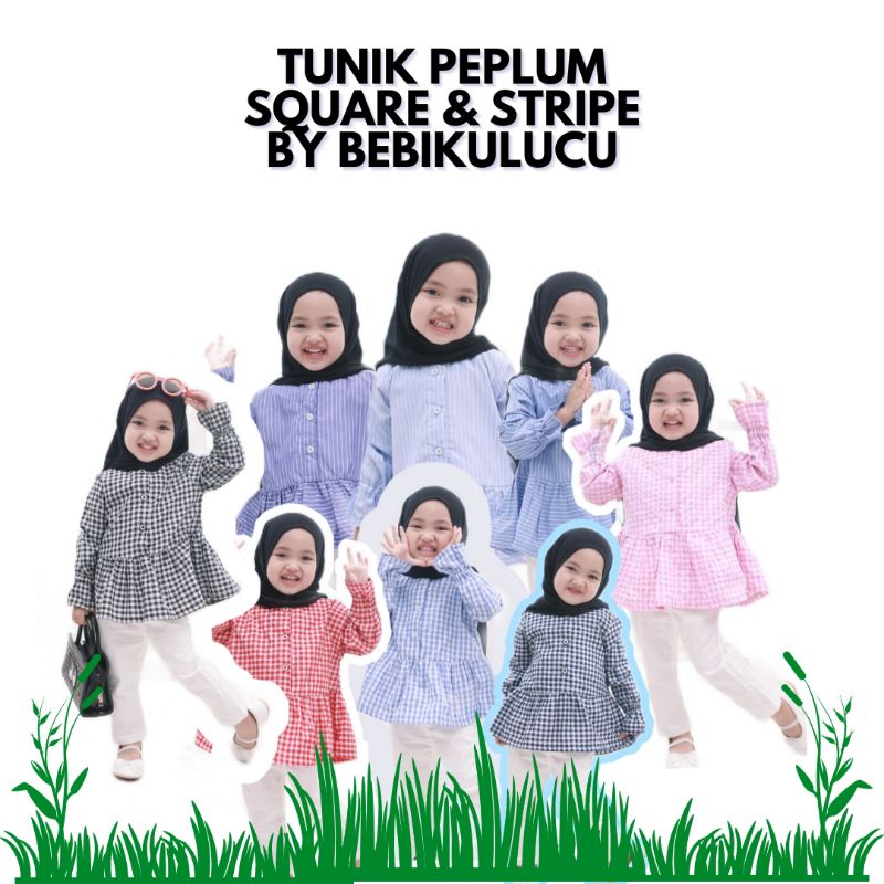 TUNIK SQUARE PEPLUM TUNIK STRIPE PEPLUM ANAK ORI BEBIKULUCU