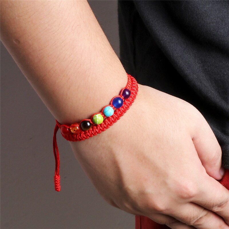 Gelang Double Anyam Fengshui dan 7 Chakra Stones