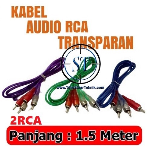 Kabel 2R2 1.5M 2 Rca to 2 Rca Transparan Connector Konektor Perpanjangan RCA Video Audio DVD VCD Televisi Panjang 1,5 Meter