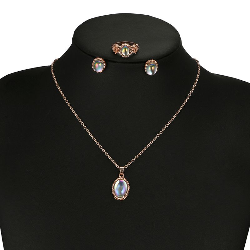 SIY  AB Effect Faceted Amethyst Pear Shape Gemstone Pendant and Earrings Jewelry Set