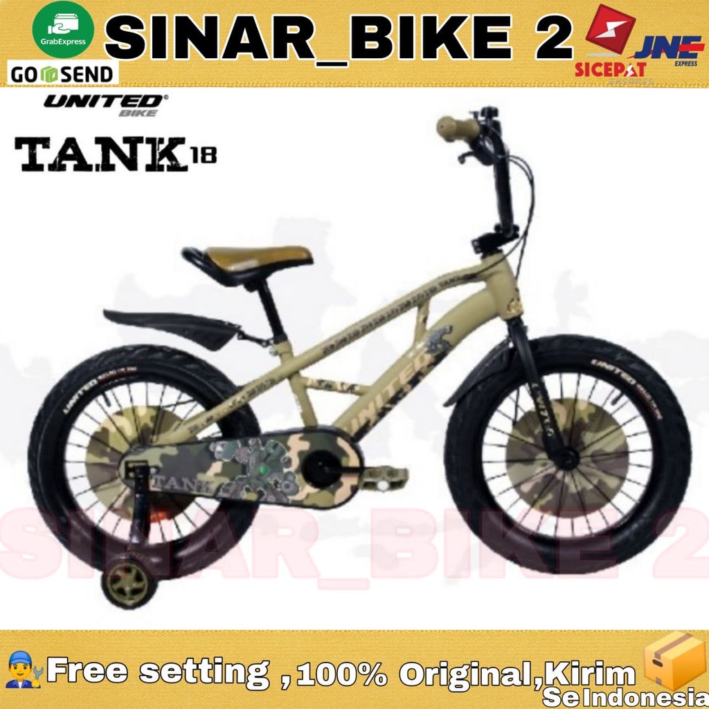 Sepeda Anak Laki BMX UNITED TANK Ukuran 18 Inch Ban Jumbo 3.0