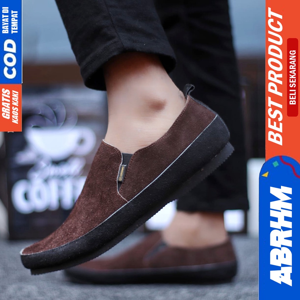 MARIO Sepatu Slip On Pria Sepatu Pria Casual Sepatu Slip Antislip Slop Kerja Kantor Cowok/Cowo Ori Sepatu Kasual Kekinial Santai Murah Terlaris