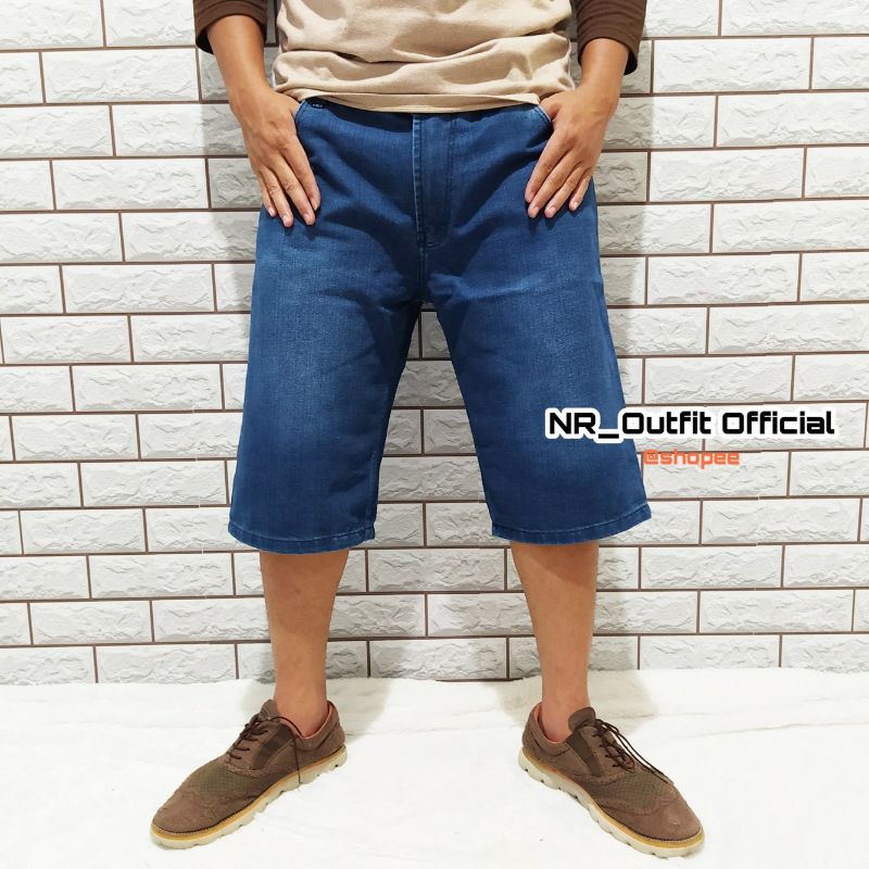 Celana Jeans Pendek Borju Pria Big Size Cowok Jumbo Reguler Kombor NR_Outfit Official COD