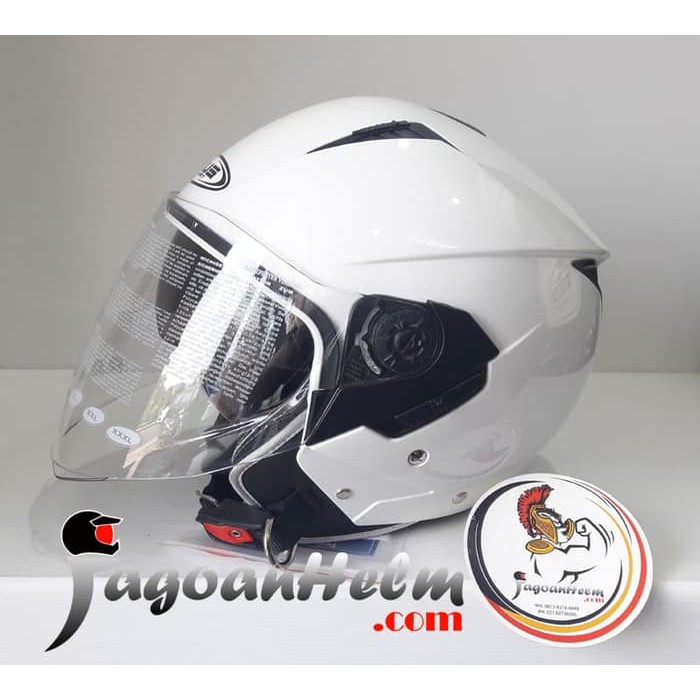 ZEUS HELM ZS 205 | WHITE | ZS205 HALF FACE DOUBLE VISOR
