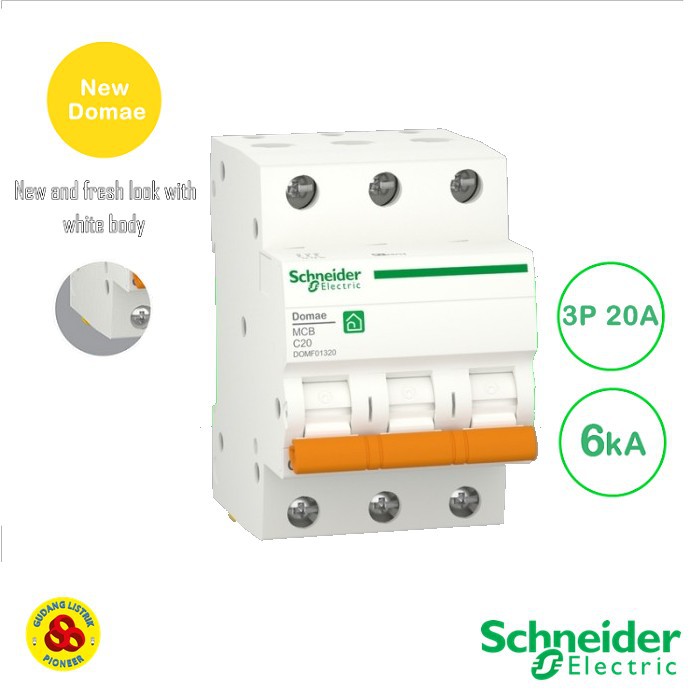 Schneider MCB 3P 20A 6kA New Domae MCB Breaker 3 Phase 20 Amp 6kA