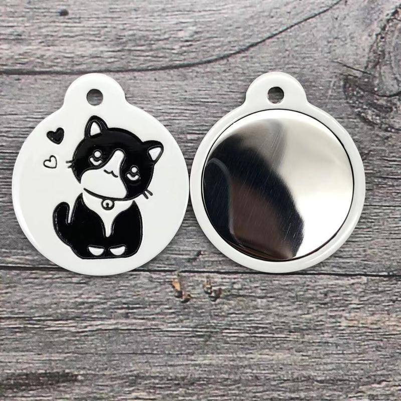 Liontin ID Tag Ukiran Bahan stainless steel Anti Hilang Untuk Anjing Kucing Peliharaan