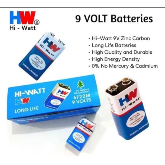 Baterai kotak Batu Battery Batre 9v 9 Volt HW HI-Watt Arduino