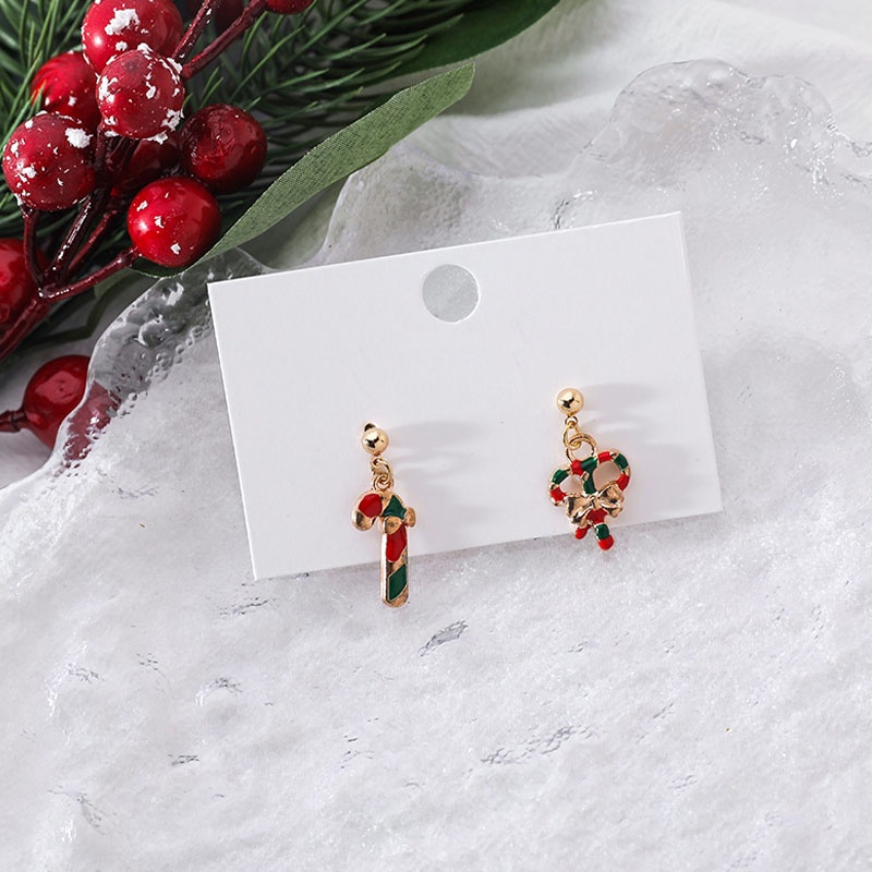 Anting Tusuk Gantung Asimetris Desain Rusa Natal Kreatif Untuk Wanita