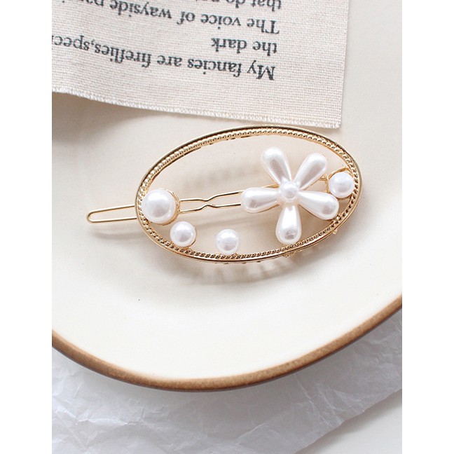 LRC Jepit Rambut Fashion Pearl Daisy Flower Hair Clip F4322X