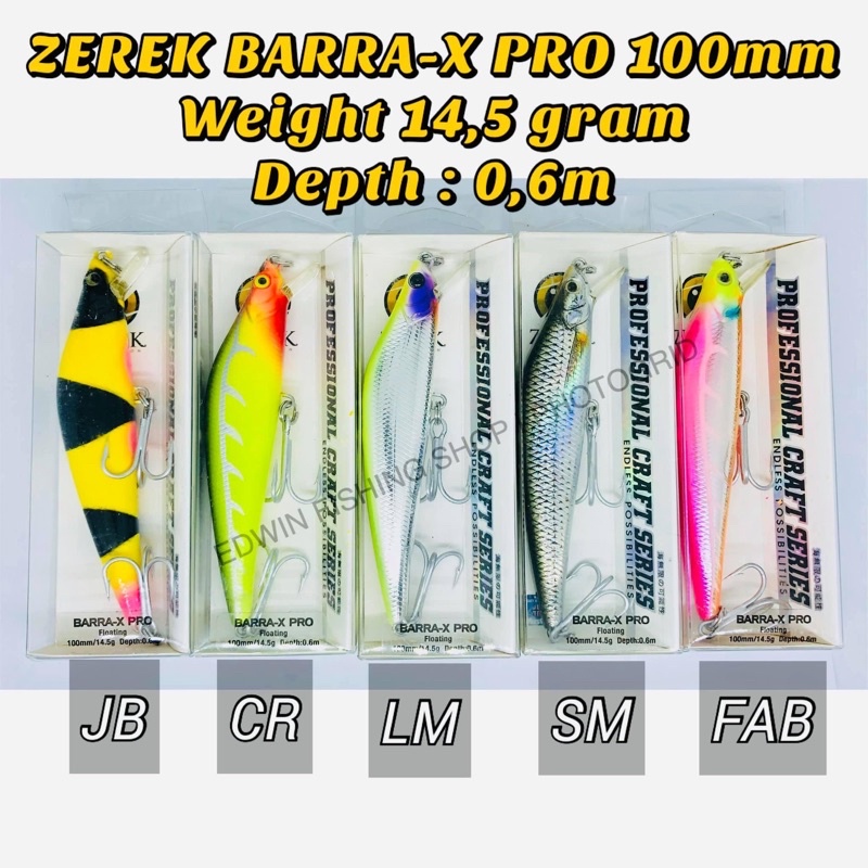 Umpan Pancing Minnow Floating ZEREK BARRA X Pro 100m