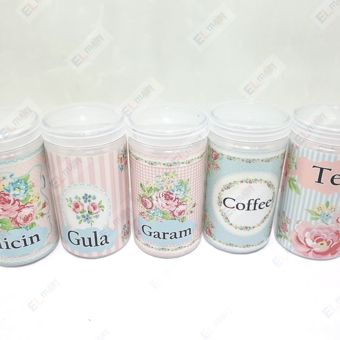 Toples dapur cantik serbaguna shabby chic plastik decoupage VIONA set 5pc