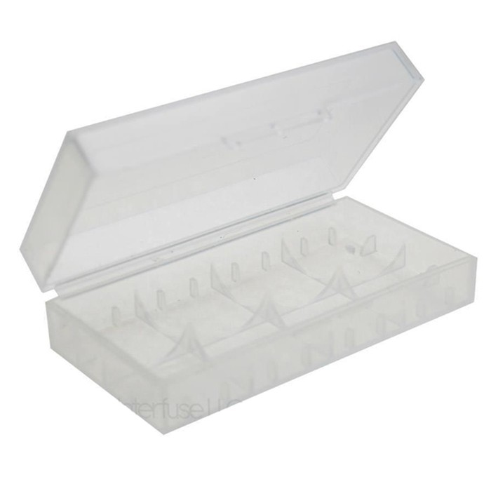 Plastic Battery 18650 Case Box 2 Slot - WHITE