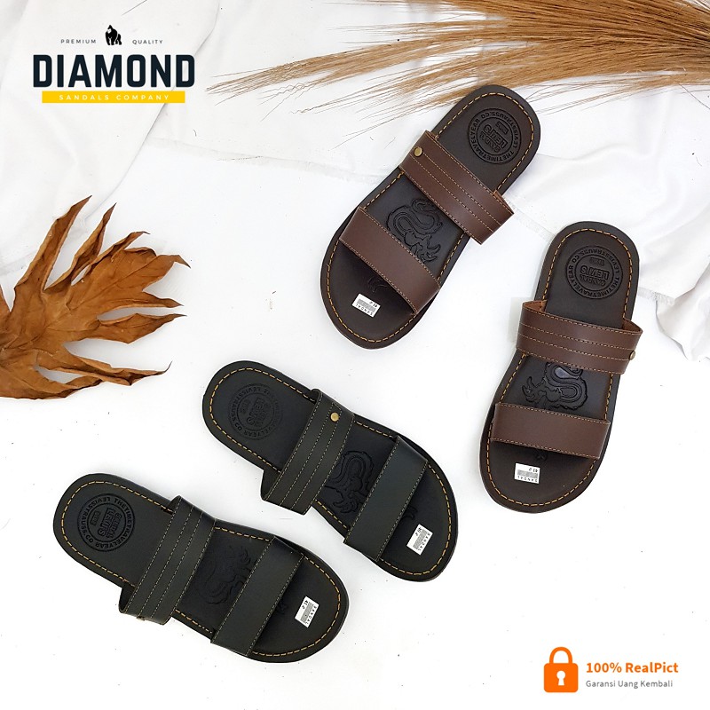 BRUNO Sandal Selop Slide Pria Kasual Ban 2 Kulit PU Shynthetic Leather by DIAMOND