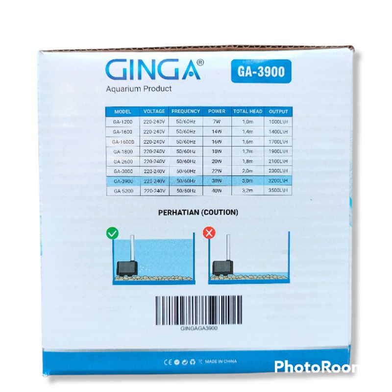 PROMO GINGA 3900 GA-3900 POMPA CELUP FILTER KOLAM AQUARIUM HIDROPONIK LOW WATT POWER HEAD SUBMERSIBLE PUMP